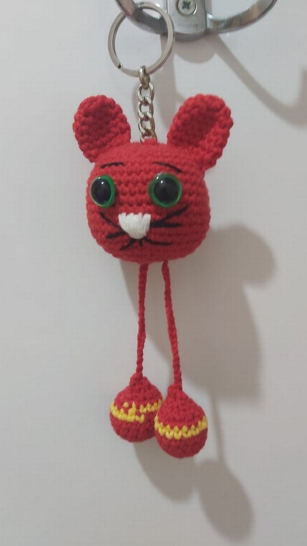 Sarı Örgü Kedi Anahtarlık - Görsel 2