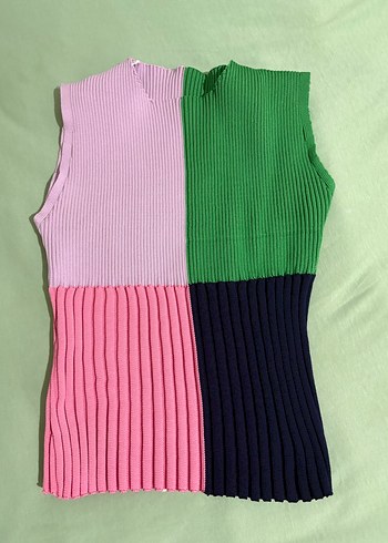 s Beden çeşitli Renk Renkli Pilili Kadın Crop Top