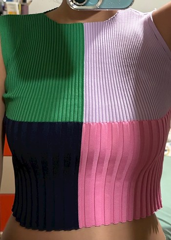 Diğer Renkli Pilili Kadın Crop Top