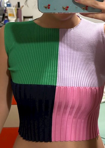 Renkli Pilili Kadın Crop Top