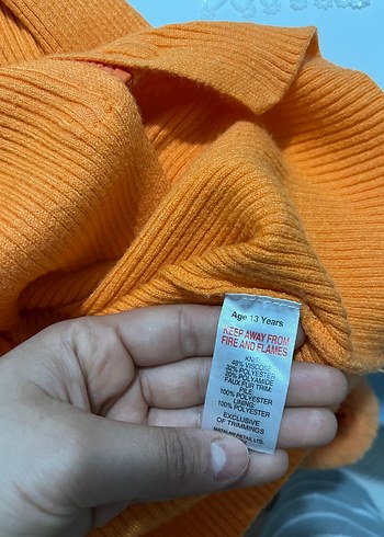 turuncu Kürklü triko hırka - Görsel 3