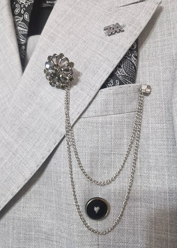 Gri Erkek Düz Desen Ceketli Takım Elbise - Görsel 3