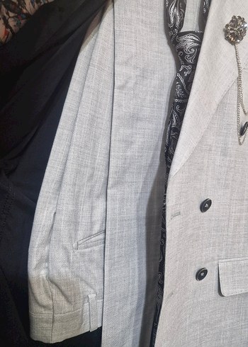 Gri Erkek Düz Desen Ceketli Takım Elbise - Görsel 5