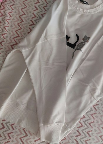 Kedi Desenli Sweatshirt - Görsel 3