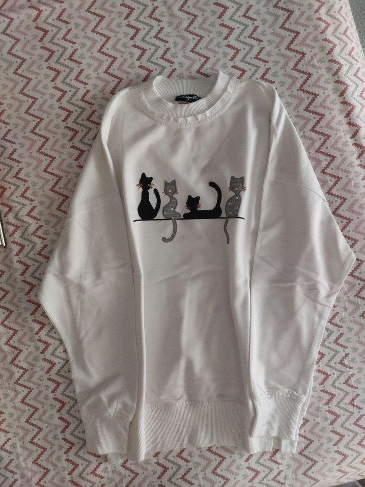 Kedi Desenli Sweatshirt - Görsel 2