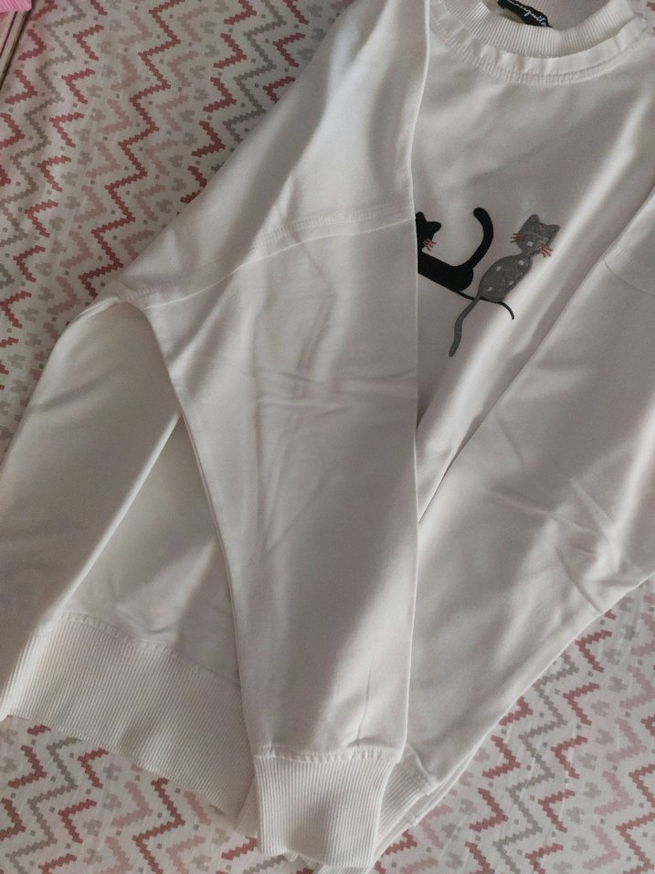 Kedi Desenli Sweatshirt - Görsel 3