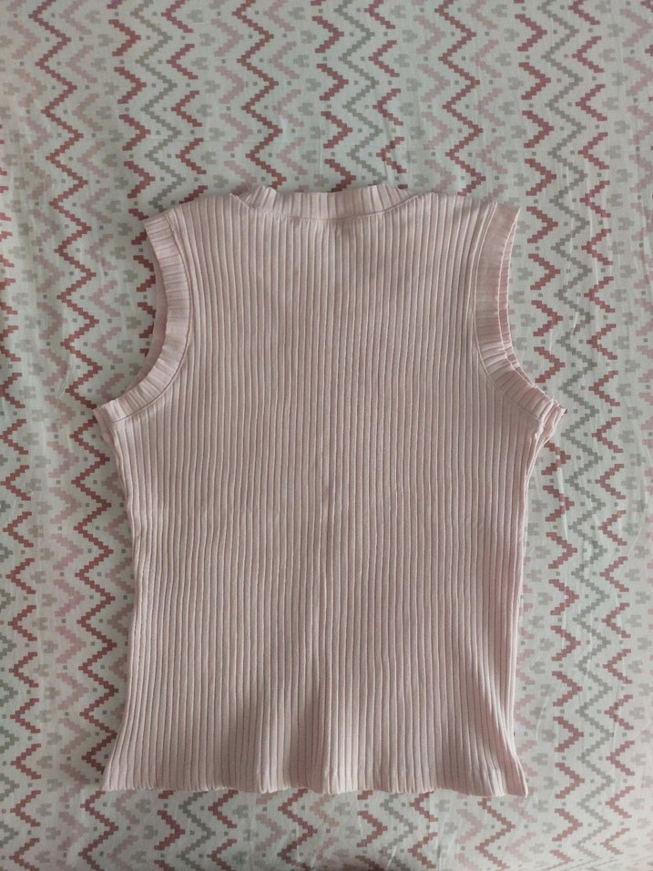 Toz Pembe Kolsuz Bluz - Görsel 2