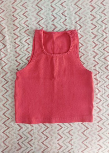 Koyu Pembe Kolsuz Uzun Crop