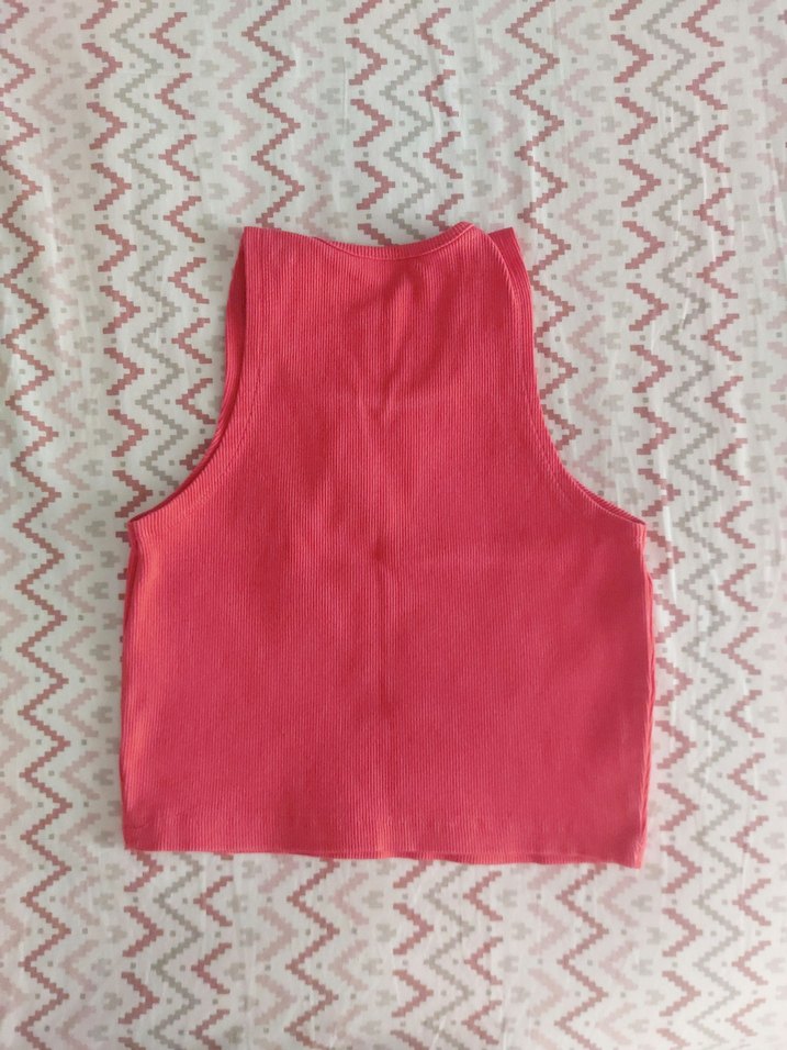 Koyu Pembe Kolsuz Uzun Crop - Görsel 2