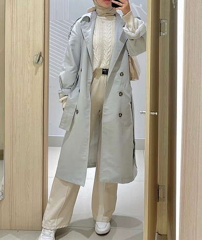 Trendyol trençkot oversize gri renk