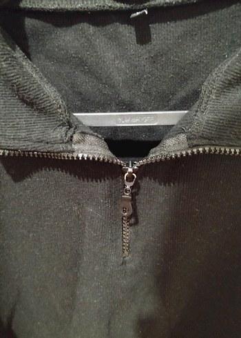 38 Beden siyah Renk Kadın Siyah Yarım Fermuarlı Sweatshirt