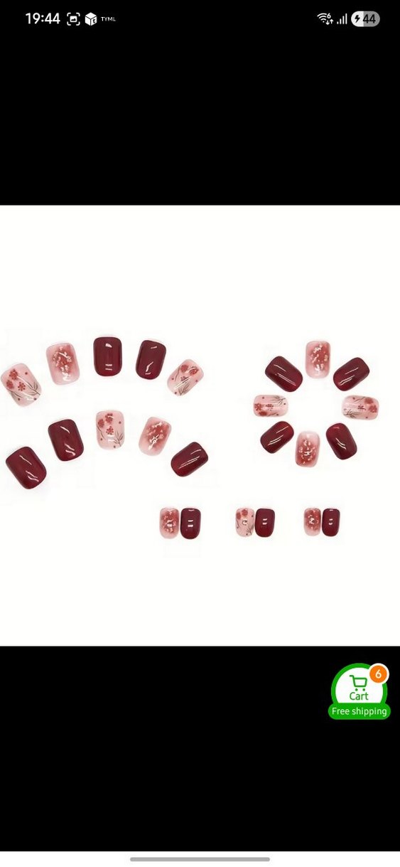 bordo takma tirnak seti press on nail - Görsel 2