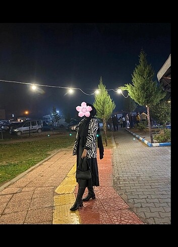 s Beden siyah Renk Zebra desen saten blazer ceket