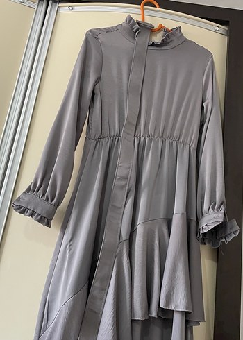 Gri Pilili Uzun Kadın Elbise - Görsel 3