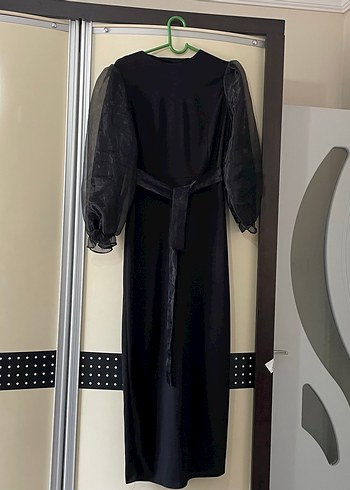 Siyah Uzun Kollu Gotik Elbise - Görsel 3