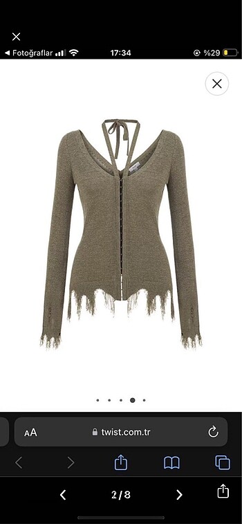 Twist Twist eskitme efektli cutout triko