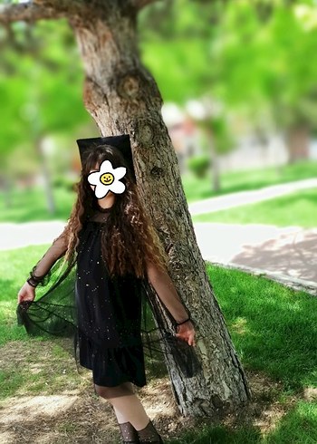 Kız Çocuk Siyah Tüllü Elbise - Görsel 4