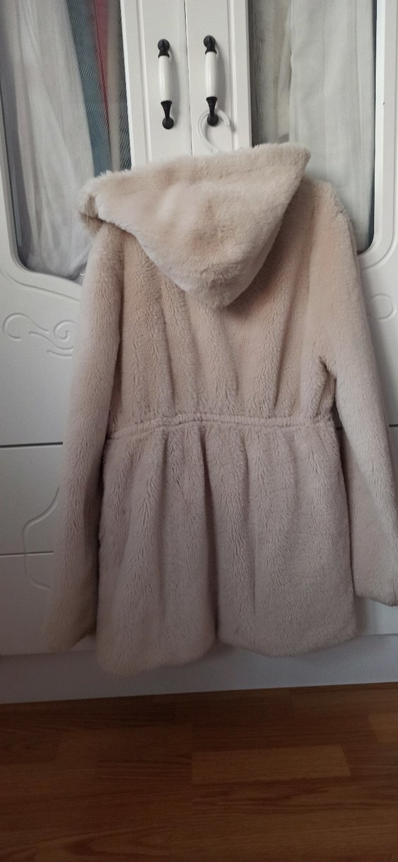 Kız Çocuk Peluş Kapüşonlu Ceket - Görsel 4