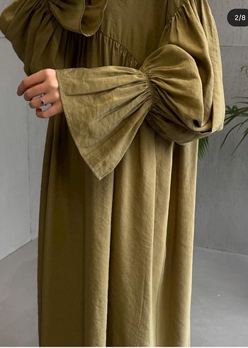 Kadın Haki Uzun Salaş Elbise &Ferace - Görsel 4