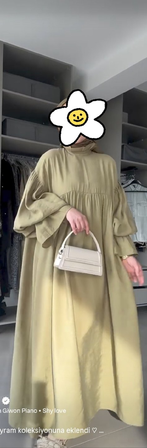 Kadın Haki Uzun Salaş Elbise &Ferace - Görsel 2