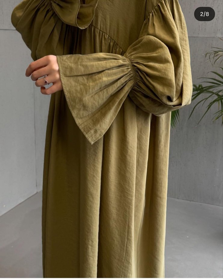 Kadın Haki Uzun Salaş Elbise &Ferace - Görsel 4