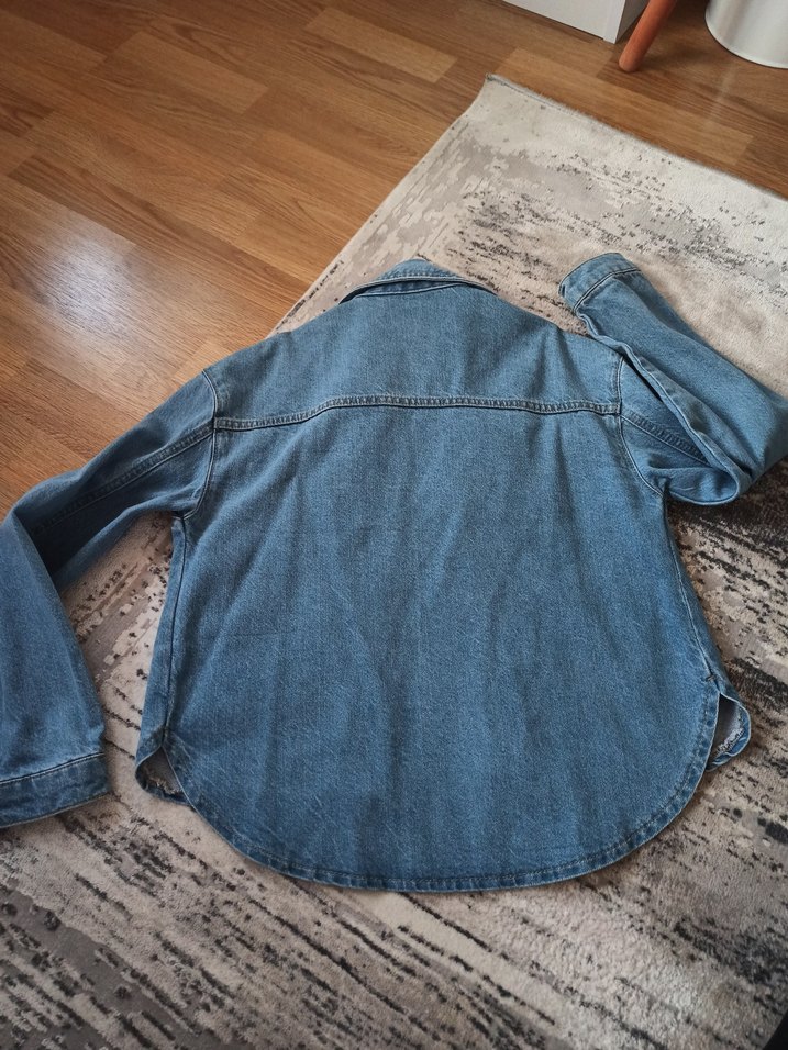 Düğmeli Mavi Kiz Çocuk Denim Ceket - Görsel 3