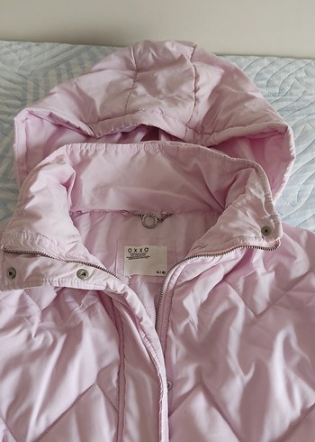 Pembe bol kesim Kapüşonlu mont