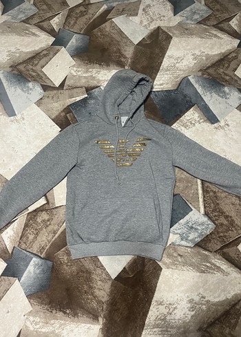 Erkek Gri Kapüşonlu Fermuarlı Sweatshirt - Görsel 4