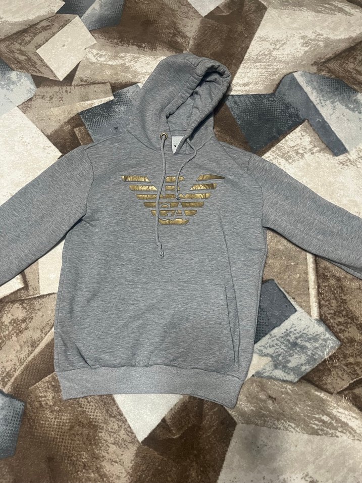 Erkek Gri Kapüşonlu Fermuarlı Sweatshirt - Görsel 2