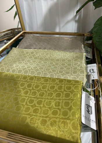 Kadın Parlak Haki Vintage Kumaş Şal