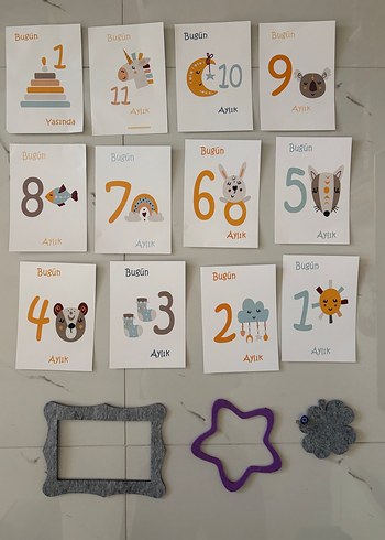 Bebek anı battaniyesi ve aylık kartları - Görsel 2