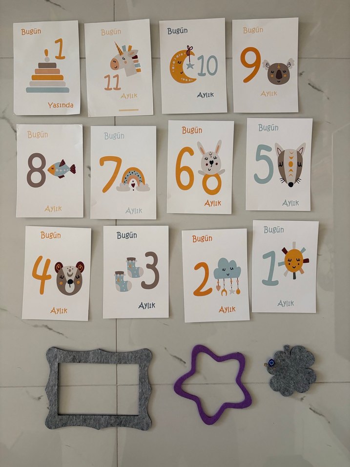 Bebek anı battaniyesi ve aylık kartları - Görsel 2