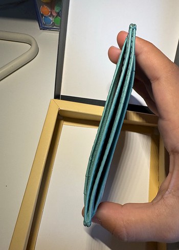 Grande hakiki deri cüzdan/kartlık su yeşili - Görsel 4