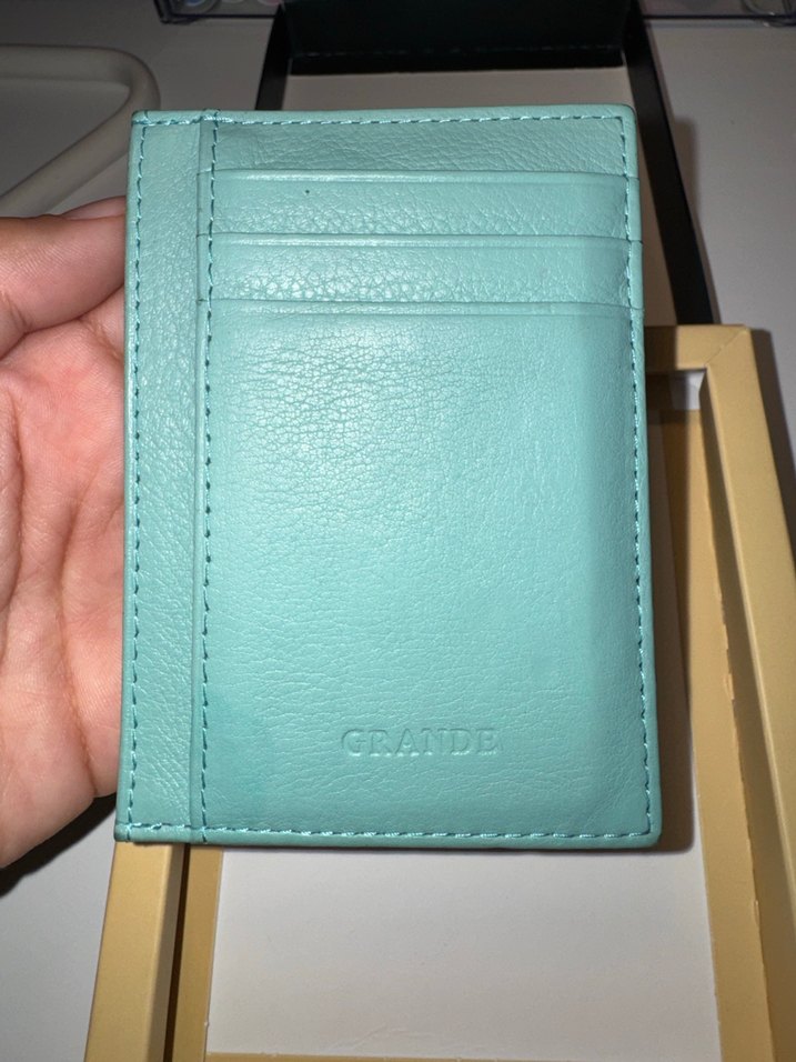 Grande hakiki deri cüzdan/kartlık su yeşili - Görsel 2