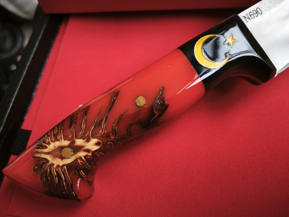 N690  KELLE BIÇAK  & ÇAM KOZALAK KABZA - Görsel 2