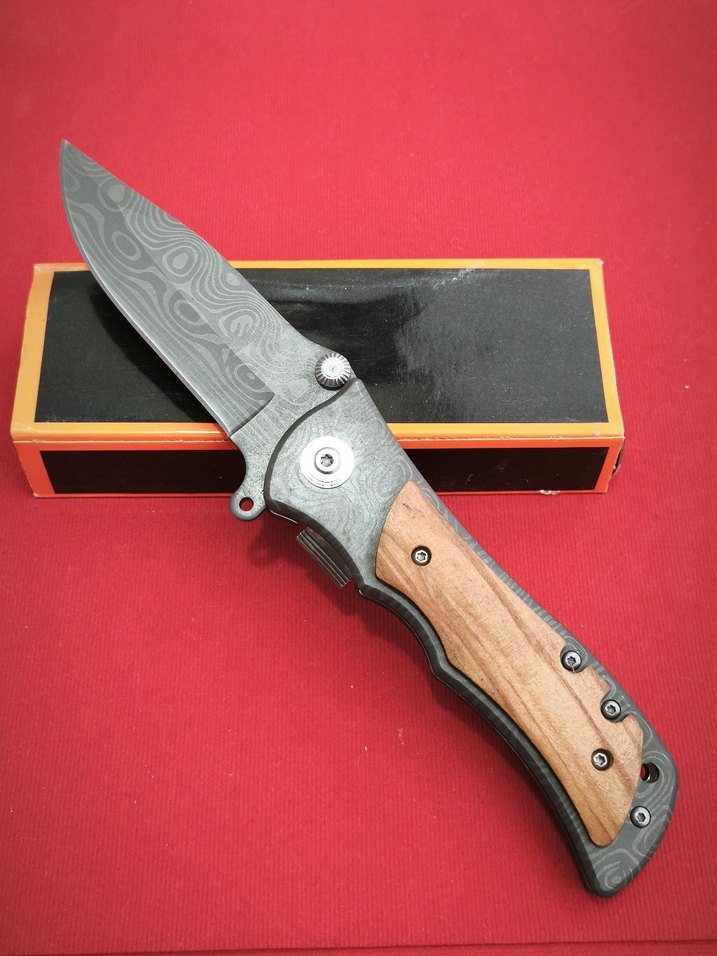 DAMASCUS DESEN   TİTANYUM KAPLAMA  & AĞAÇ KABZE - Görsel 2