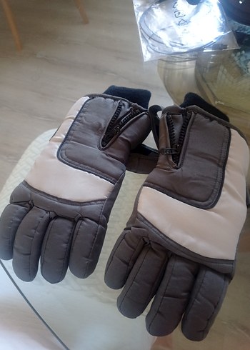 Gri Kahverengi Biker Tarzı Erkek Eldiveni - Görsel 4