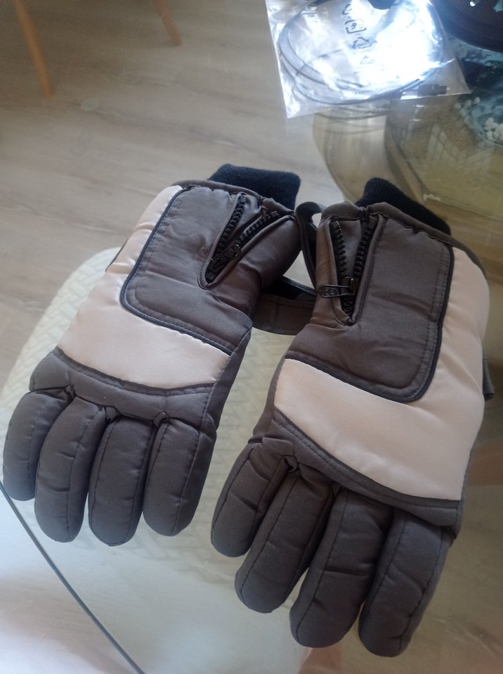 Gri Kahverengi Biker Tarzı Erkek Eldiveni - Görsel 4