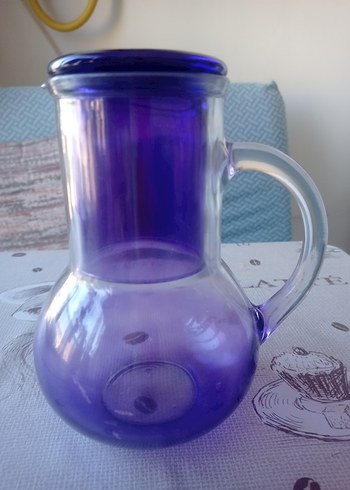 Renkli Mor Cam Sürahi ve Bardak Seti - Görsel 2