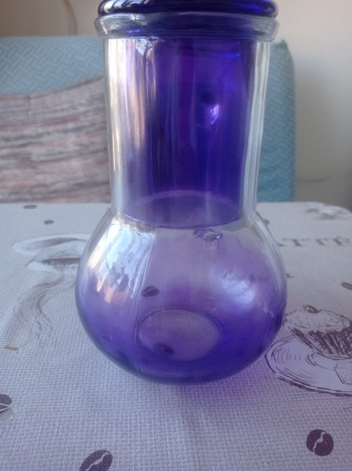 Renkli Mor Cam Sürahi ve Bardak Seti - Görsel 3