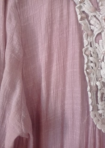 Dantel Detaylı Pembe  Tunik - Görsel 4