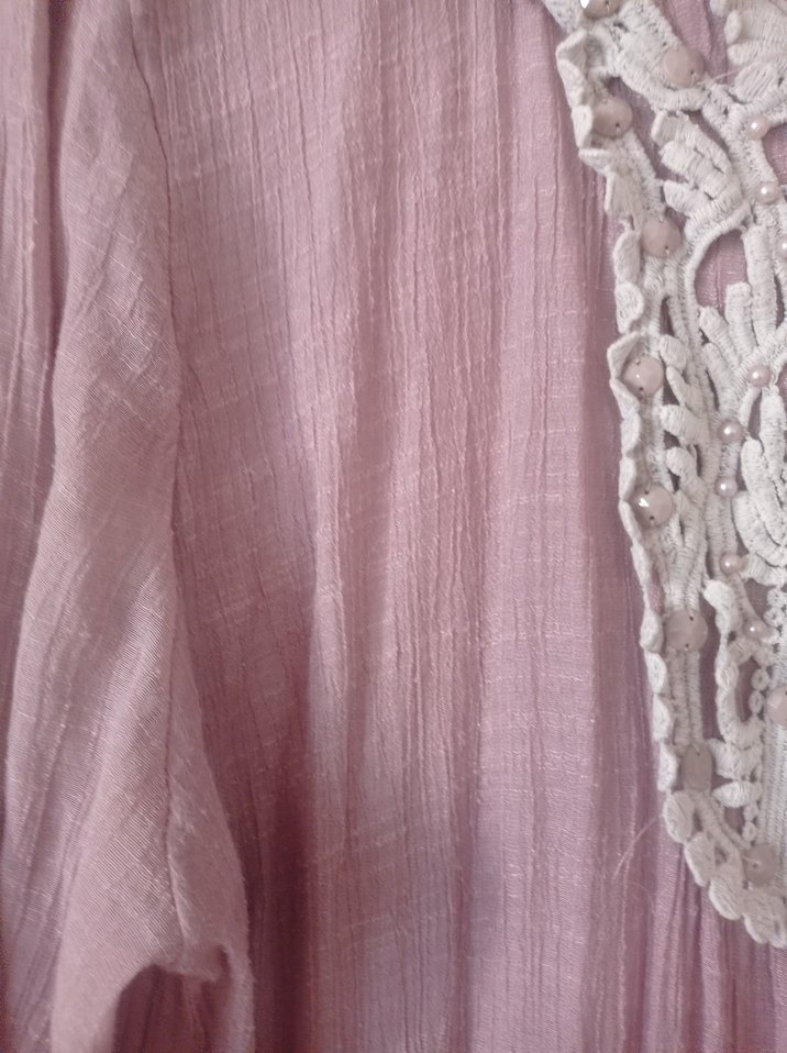 Dantel Detaylı Pembe  Tunik - Görsel 4