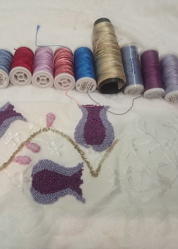 Bohem Çiçekli Nakış İplikleri Setive havlu punch nakışı tekniği - Görsel 3