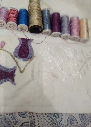 Bohem Çiçekli Nakış İplikleri Setive havlu punch nakışı tekniği - Görsel 2