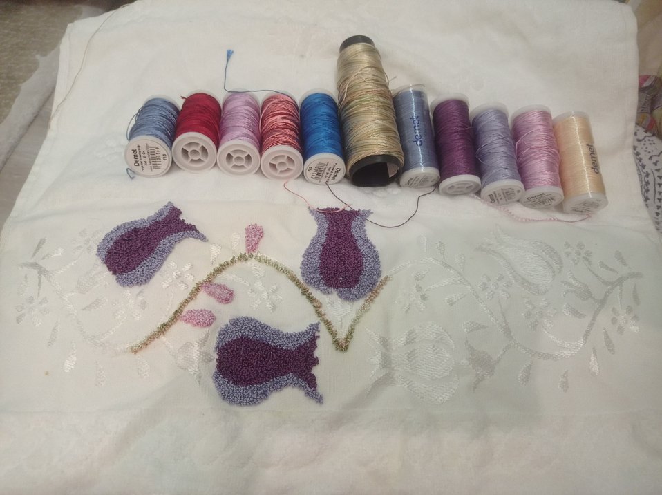 Bohem Çiçekli Nakış İplikleri Setive havlu punch nakışı tekniği - Görsel 3