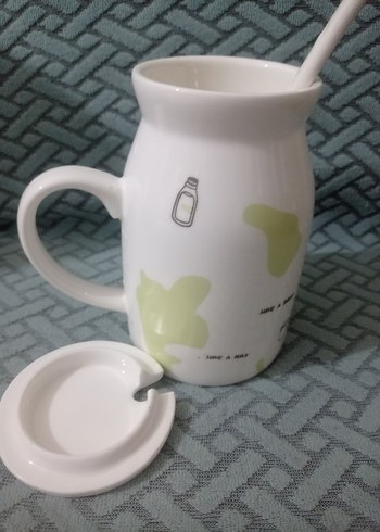 Beyaz porselen Milk Yazılı Kupa - Görsel 5