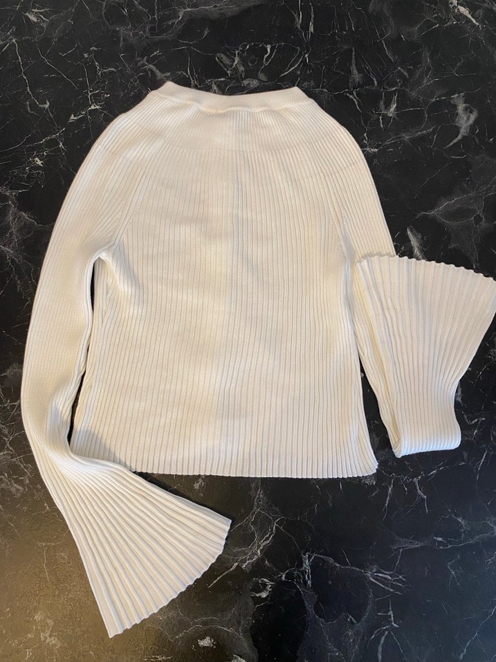 DILVIN Beyaz Triko Hırka,İspanyol Kol Gold Madalyon Düğmeli-M/L - Görsel 4