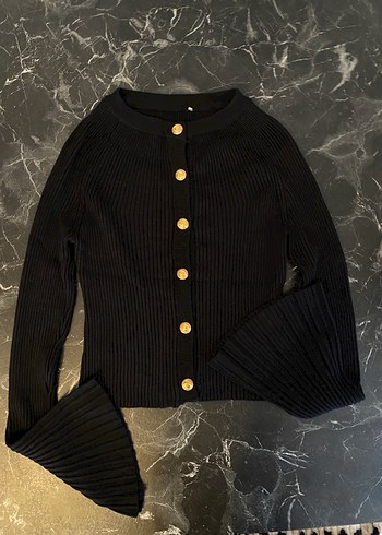 DILVIN Triko Hırka,İspanyol Kol Gold Madalyon Düğmeli-M/L - Görsel 3