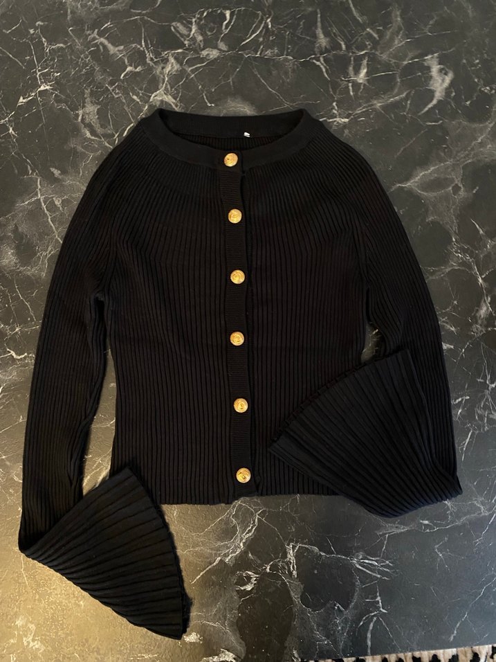 DILVIN Triko Hırka,İspanyol Kol Gold Madalyon Düğmeli-M/L - Görsel 3