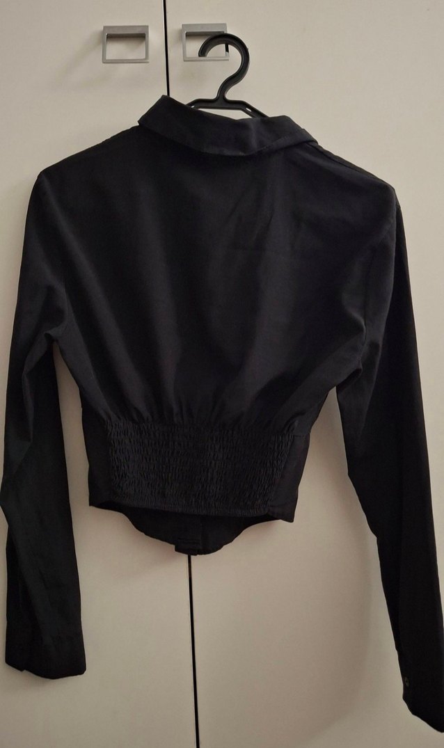 Düğmeli Siyah  Uzun Kollu Gömlek - Görsel 2